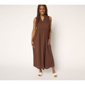 Gymwrap Women's Petite Dress P2XS Beach to Street Cotton Gauze Brown A709523